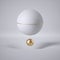 3d render, abstract white background, minimal design, clean style. Floating ball, levitating sphere, flying bubble.