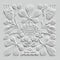 3d render, abstract white botanical background, stone carved floral ornament, plaster texture, alabaster, tropical flowers and