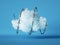 3d render, Abstract white fluffy cloud wrapped with spiral barbed wire, isolated on blue background.