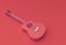 3D Render Acoustic Guitar on Red background 3d illustration Design