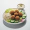 3D Render of Arabic Cuisine Breakfast Meal, Falafel