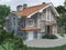 3d render of an architectural project of a country house in the forest