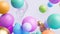 3d render, assorted pink blue green orange gold glass balls, bubbles and balloons isolated on white background. Simple colorful