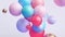 3d render, assorted pink violet red blue bubbles and balloons isolated on white background. Simple colorful round shapes. Abstract