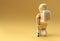 3D Render Astronaut Disabled Using Crutches To Walk 3D Illustration Design