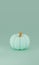 3D render. Autumn background. Gently turquoise pumpkin. 3d illustration