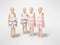3d render baby dresses on mannequins illustration on gray background with shadow