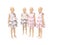 3d render baby dresses on mannequins illustration on white background no shadow