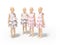 3d render baby dresses on mannequins illustration on white background with shadow