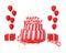 3D Render Balloon with gift boxs and Cake