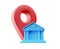 3d render Bank location icon on white background. 3D render Bank icon with location