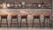 3D render Bar interior with stools, Architecturally designed interior with table, chairs, and brick wall