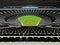 3D render of baseball stadium with black seats and VIP boxes