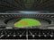 3D render of baseball stadium with black seats and VIP boxes