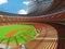 3D render of baseball stadium with orange seats and VIP boxes