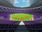 3D render of baseball stadium with purple seats and VIP boxes