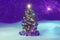 3d render beautiful decorated christmas tree in the snow is lit with lights garlands boxes of christmas gifts