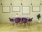 3D render of beautiful dining table with purple chairs