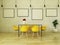3D render of beautiful dining table with yellow chairs