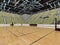 3D render of beautiful modern sports arena for basketball with olive green gray seats