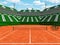 3D render of beautiful modern tennis clay court stadium green seats for fifteen thousand fans