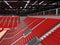 3D render of beautiful sports arena for basketball with red seats