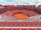 3D render of beutiful modern tennis clay court stadium with red seats