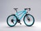 a 3d render bicycle blue and black color with gradient background