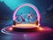 3d render bicycle with glowing gradient background white and purple color