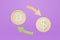 3d render bitcoin swap to money money. Scene agreement between two currencies to exchange payments