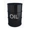 3d render of black oil barrel on white