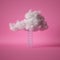 3d render, blue ladder under the white fluffy cloud, isolated on pink background