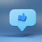 3d render of blue like icon in speech bubble, Social medias concepts with ai