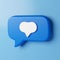 3d render of blue like icon in speech bubble, Social medias concepts with ai