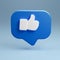 3d render of blue like icon in speech bubble, Social medias concepts with ai