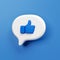 3d render of blue like icon in speech bubble, Social medias concepts with ai