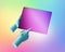 3d render blue mannequin hands hold graphic pad and digital pen, electronic device blank mockup, isolated on colorful pastel.