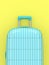3d render of blue suitcase over yellow background