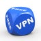 3d render of blue vpn dice