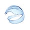 3d render, blue water splash clip art isolated on white background. Spiral liquid shape, splashing wave