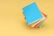 3D Render Books stack of book covers colorful textbook bookmark Design