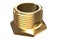 3D render of Brass Threaded Fitting on white background