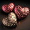 3D Render, Bronze And Copper Ethnic Hearts