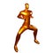 3D Render of Bronze Stickman Karate Poses with Hands Beside Chest - A Perfect Visual for Martial Arts Enthusiasts