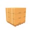 3D render Brown paper card box cargo stack on the wood pallet against white background