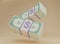3D render Bundle cash is falling on beige background.Floating US Dollar bills bundles stack icon. Minimal style money dollar cash