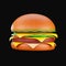 3D Render Of Burger Colorful Icon Against Black