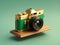 3d render camera with gradient color background