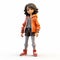 3d Render Of Camila, An Anime Character In An Orange Jacket