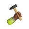3d render, cartoon african dark skin human hand holds hammer. Professional carpenter or woodworker with building tool.